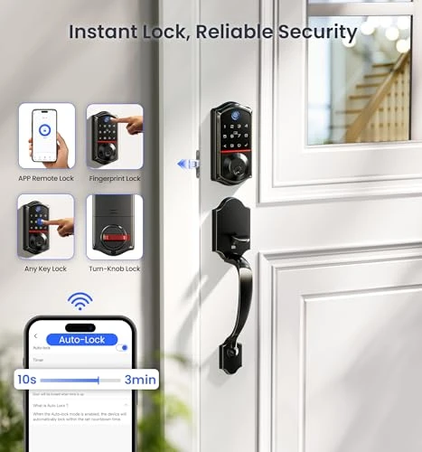 Wi-Fi Smart Fingerprint Front Door Lock Set — Deadbolts, Veise
