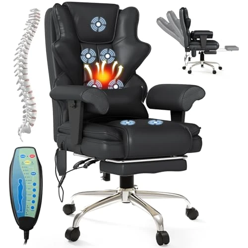 7-Point Massage Office Chair with Heating and Footrest — Desk Chairs, Mvpipi