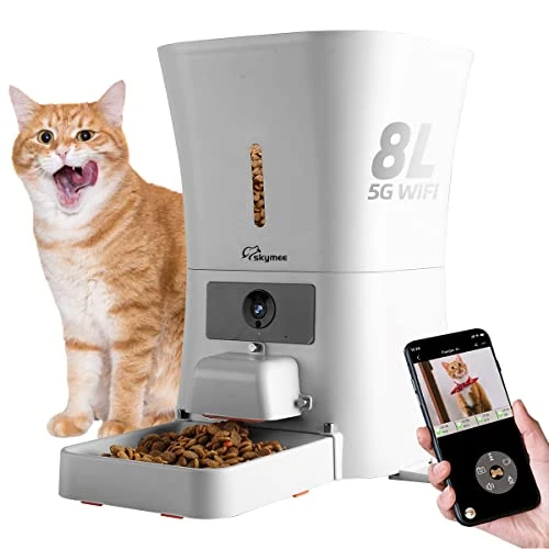 Automatic Large Dog Feeder and Cat Feeder with Pet Camera, Treat Dispenser, Night Vision, and 2-Way Audio — Cameras & Monitors, SKYMEE