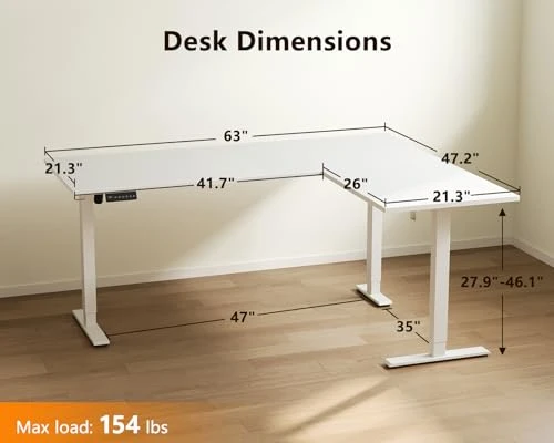 Electric L-Shaped Standing Desk with Height Adjustment — Office, Casaottima