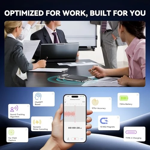 AI Voice Recorder with Magnetic Mount — Voice Recognition & Productivity Software, Hagibis