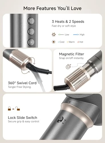 High Speed Hair Dryer Brush Styler Set — Hot-Air Brushes, TRANXPHIT