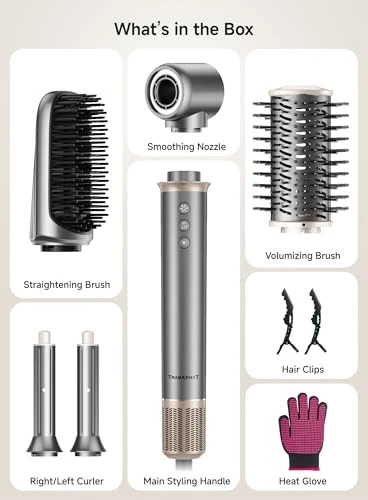High Speed Hair Dryer Brush Styler Set — Hot-Air Brushes, TRANXPHIT