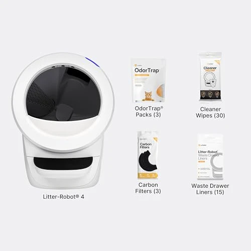 Automatic Self-Cleaning Cat Litter Box Supply Bundle — Waste Bins, Whisker
