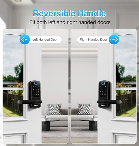 Keyless Entry Fingerprint Smart Door Lock with Built-in Wi-Fi, Touch Digital Keypad and Handle — Deadbolts, Aceele