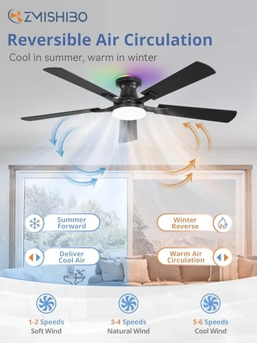 Smart Ceiling Fan with RGB Lights — Ceiling Fans, ZMISHIBO