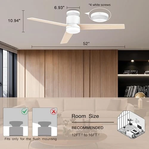 Smart Flush Mount Ceiling Fan with Lights — Ceiling Fans, Lorpies