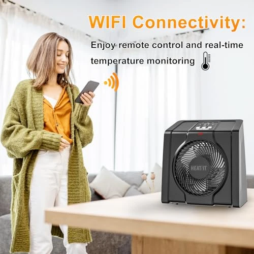 Space Heater with Remote, Digital Display, Thermostat, Plasma & Ozone, Timer — Portable Heating Solutions, HEATIT