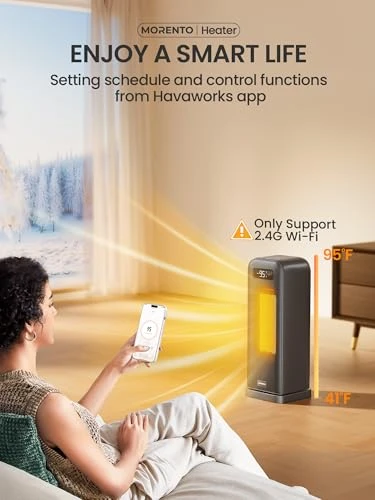 Space Heater with Thermostat, WiFi Voice Control, Quiet Operation — Portable Heating Solutions, MORENTO