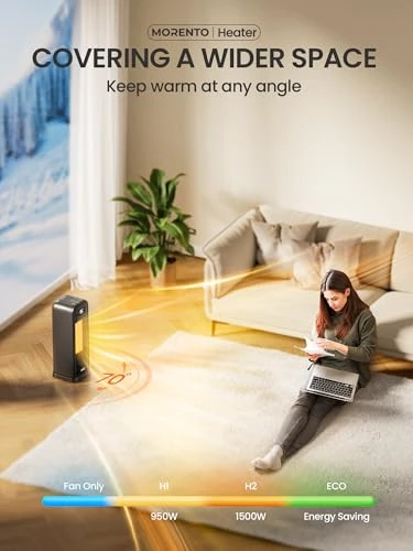 Space Heater with Thermostat, WiFi Voice Control, Quiet Operation — Portable Heating Solutions, MORENTO