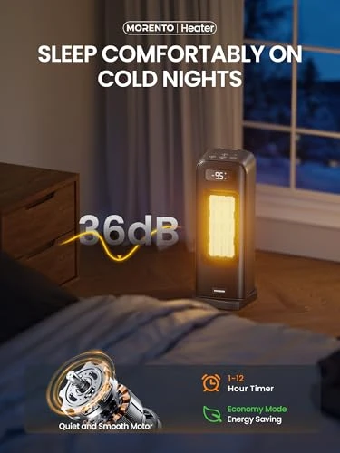 Space Heater with Thermostat, WiFi Voice Control, Quiet Operation — Portable Heating Solutions, MORENTO