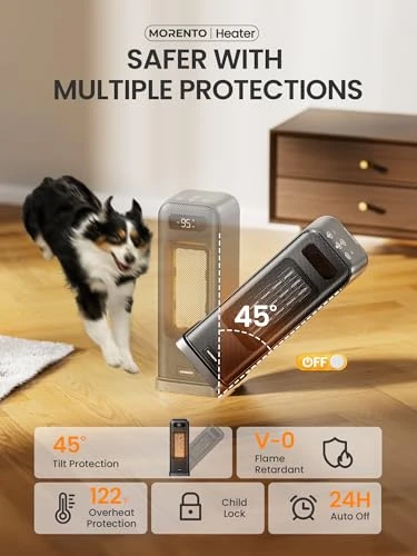 Space Heater with Thermostat, WiFi Voice Control, Quiet Operation — Portable Heating Solutions, MORENTO