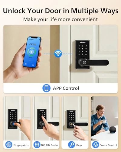 Wi-Fi Smart Door Lock with Handle — Electromagnetic Security Locks, Philips
