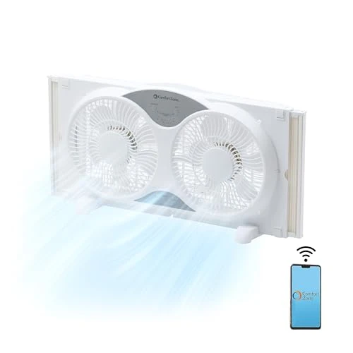 Window Fan with Dual 3-Speed Fans, Auto-Locking Expanders, 3 Modes, Wi-Fi App Control, Fabric Cover & Bug Screen — Window Ventilation Solutions, Comfort Zone