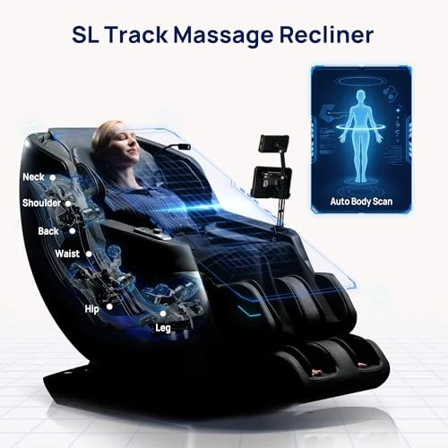 3D Massage Chair Full Body VibroAcoustic Sonic Wave, SL-Track Zero Gravity Recliner with 25 Auto Modes, Smart Body Scan,... — Beds & Tables, Lifevibe