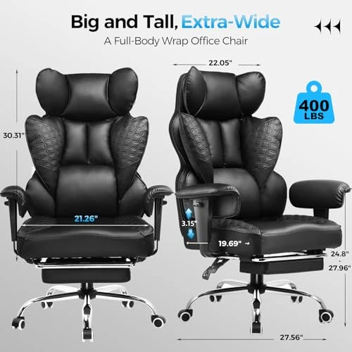 Big and Tall Gaming Chair with Foot Rest, Ergonomic Pocket Spring Lumbar Support, High Back 3D Saddle Shaped Cushion — Gaming Chairs, GTRACING