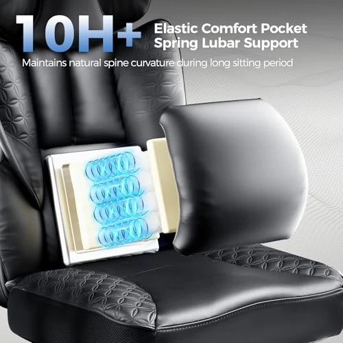 Big and Tall Gaming Chair with Foot Rest, Ergonomic Pocket Spring Lumbar Support, High Back 3D Saddle Shaped Cushion — Gaming Chairs, GTRACING