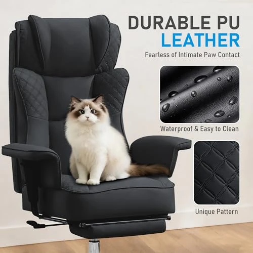 Big and Tall Office Chair with Footrest — Desk Chairs, OwgeinSet