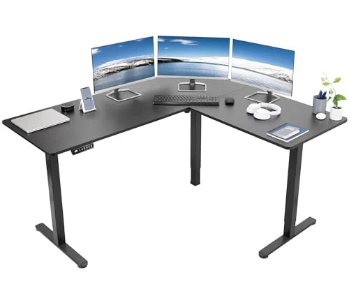Electric Corner L-Shaped Standing Desk — Standing Desk, VIVO