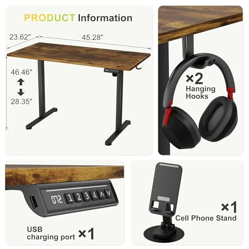 Electric Standing Desk with 4 Height Position Memory — Mounts, Furmax
