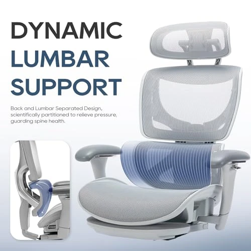 Ergonomic Mesh Office Chair with Footrest — Desk Chairs, COLAMY