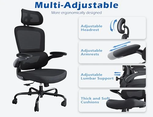 Ergonomic Office Chair with Adjustable Headrest and Lumbar Support — Desk Chairs, TRALT