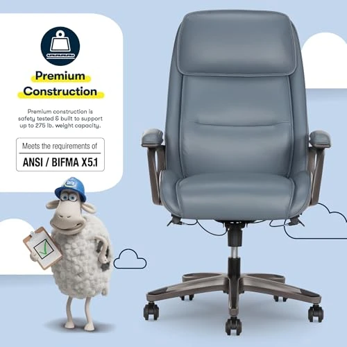 Ergonomic Vegan Leather High-Back Executive Office Chair — Desk Chairs, Serta