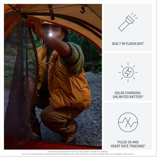 Rugged Outdoor GPS Smartwatch with Solar Charged Display and Built-in Flashlight — GPS Units, Garmin