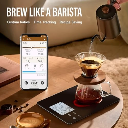 Smart Kitchen Scale with Bluetooth App, High-Precision Digital Food Scale for Baking, Cooking & Diet, 10000 Food... — Weight Management Tools, EILISON