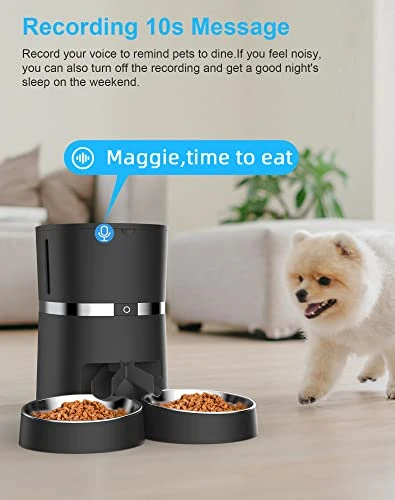 Automatic Pet Feeder with WiFi, App Control, Two-Way Splitter, Two Bowls, Voice Recorder, and Portion Control — Automatic Feeders, WellToBe