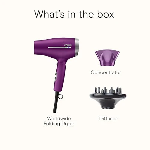 Folding Handle Hair Dryer with Concentrator & Diffuser — Dryers & Accessories, Conair