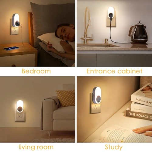Night Lights Plug Into Wall with Dusk to Dawn Sensor and Power Outlet — Night Lights, Dawnrise