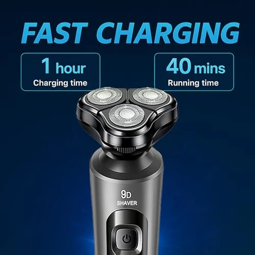 Rechargeable Rotary Electric Shaver with 3D Floating Heads — Rotary, ABEAUROOSE