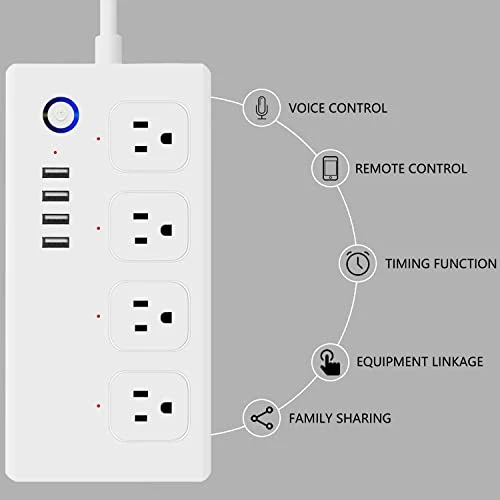 Smart Power Strip with 4 USB Ports and 4 AC Outlets — Power Solutions & Surge Protection, UseeLink