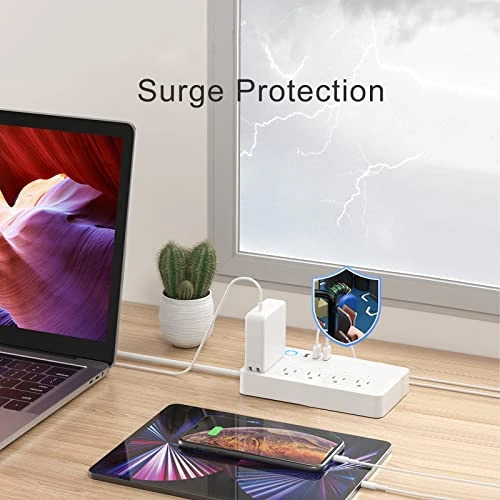 Smart Power Strip with 4 USB Ports and 4 AC Outlets — Power Solutions & Surge Protection, UseeLink