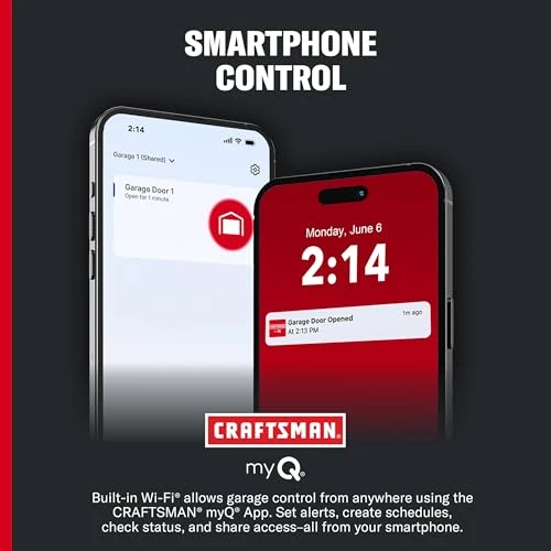 Ultra-Quiet Smart Belt Drive Garage Door Opener with Wi-Fi and Battery Backup, Craftsman