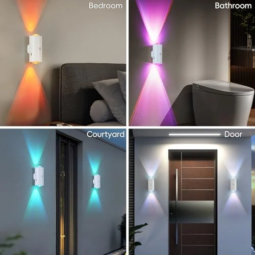 Wireless Wall Sconce with Remote, Motion Sensor, 16 Colors Changing, Dimmable, Rechargeable Battery, 4-Pack — Wall Lighting, Hirzsjoy