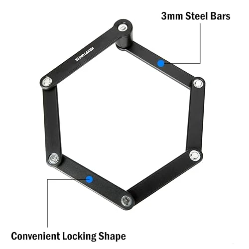 Folding Bike Lock, Compact Lightweight High Security Anti-Theft Foldable Bicycle Lock with 2 Keys and Mount — Cable, Kryptonite