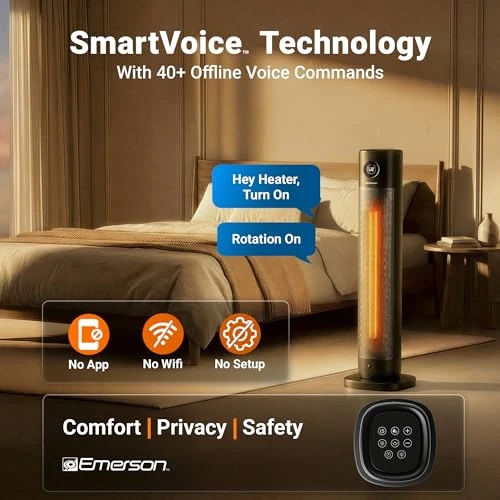 Tower Space Heater with Offline Voice Control — Portable Heating Solutions, Emerson
