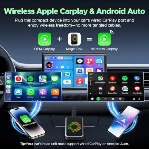 Wireless Carplay and Android Auto Adapter with Video Streaming — USB, LAMTTO