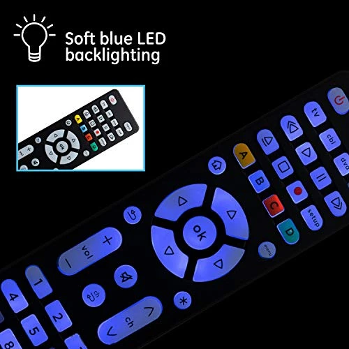 Blue Backlit Buttons Universal Remote Control — Remote Controls, GE