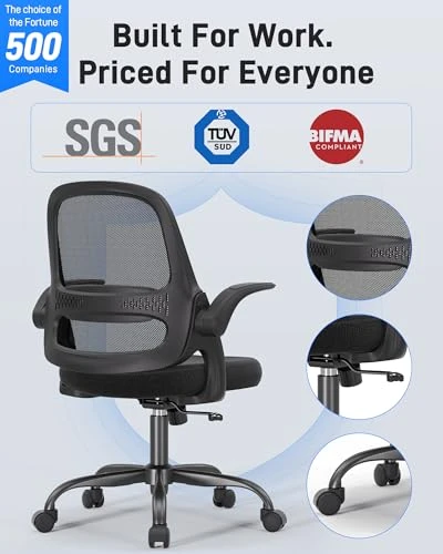Ergonomic Mesh Office Chair with Flip-Up Arms — Smart Chairs, amseatec