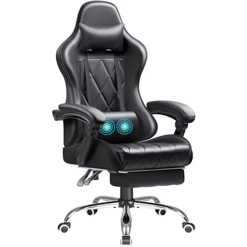 Gaming Chair with Footrest and Massage Lumbar Support — Gaming Chairs, Shahoo