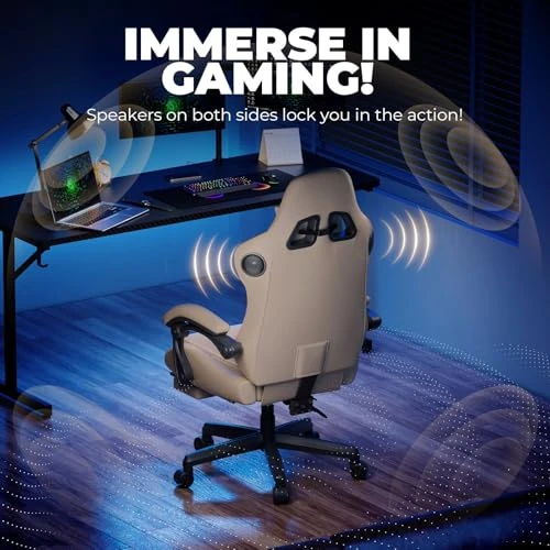 Music Gaming Chair with Built-in Speakers and Footrest — Ergonomic Chair, GTPLAYER