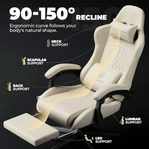 Music Gaming Chair with Built-in Speakers and Footrest — Ergonomic Chair, GTPLAYER