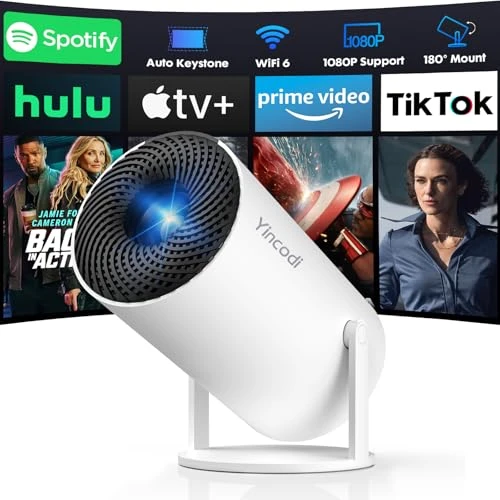 Portable Projector with WiFi 6 and Bluetooth 5.2 — Home Theater Projectors, YINCODI