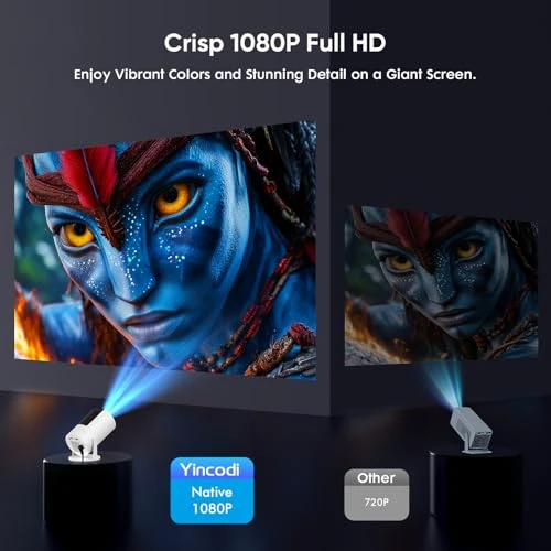Portable Projector with WiFi 6 and Bluetooth 5.2 — Home Theater Projectors, YINCODI