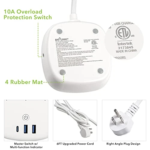 Smart Plug Power Strip with 3 Outlets and 3 USBs — Power Solutions & Surge Protection, BN-LINK