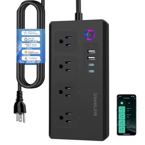 Smart Power Strip with 5ft Extension Cord — Power Solutions & Surge Protection, UseeLink