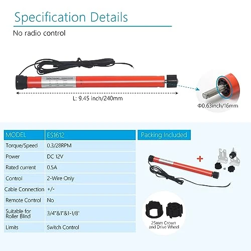 Switch Controlled Tubular Motor for Mini RV Roller Shades — Top Motor, Rollerhouse